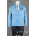 Men's cotton fleece burn out sweatjacke with hood